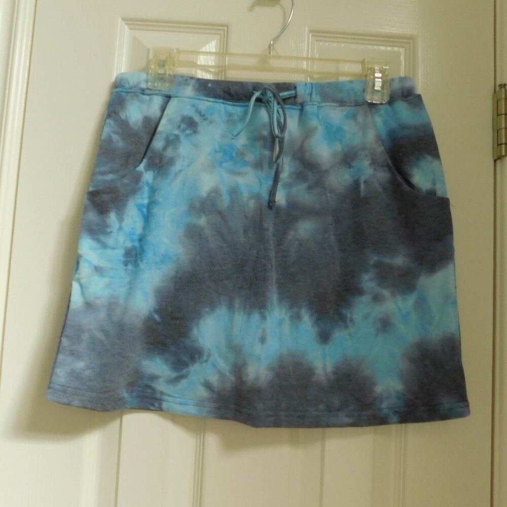 SILVERWEAR Womens Active Tie Dye Drawstring Skort Blue Pockets Size Small